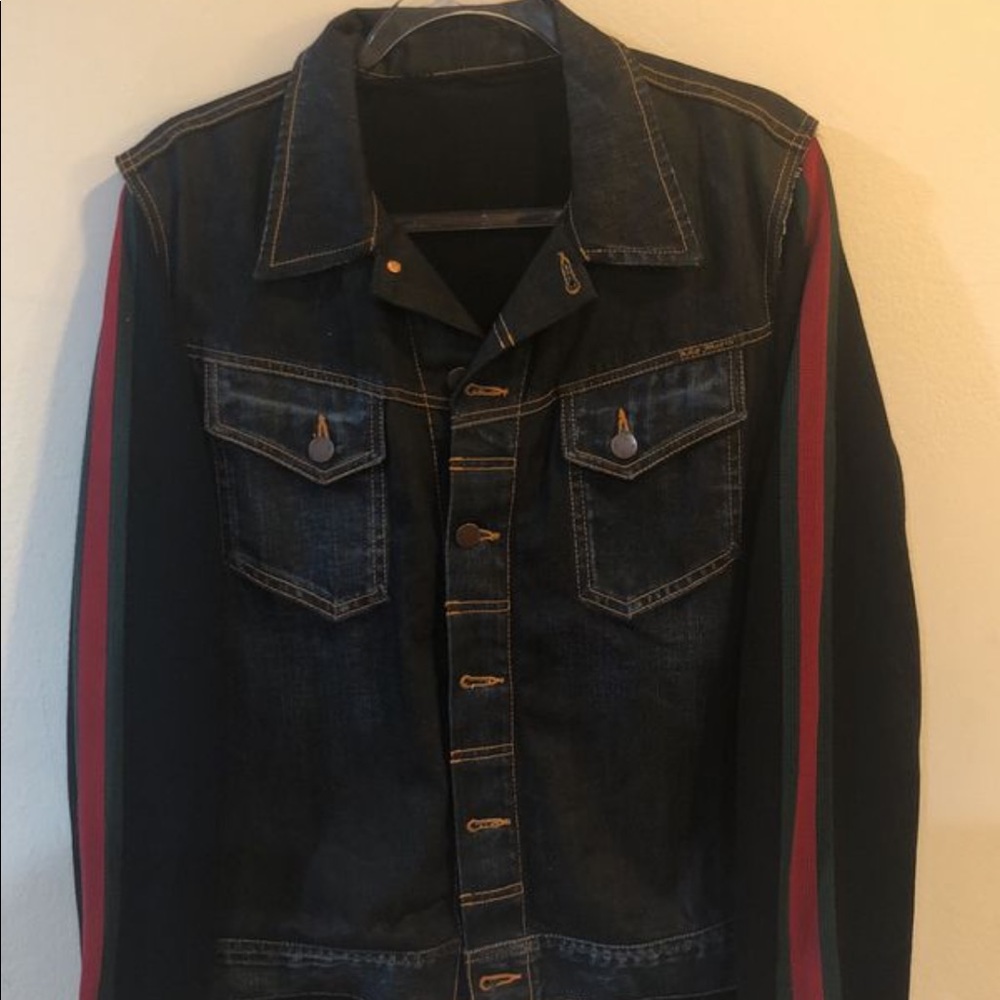 Nudie Denim jacket with customised gucci sleeves